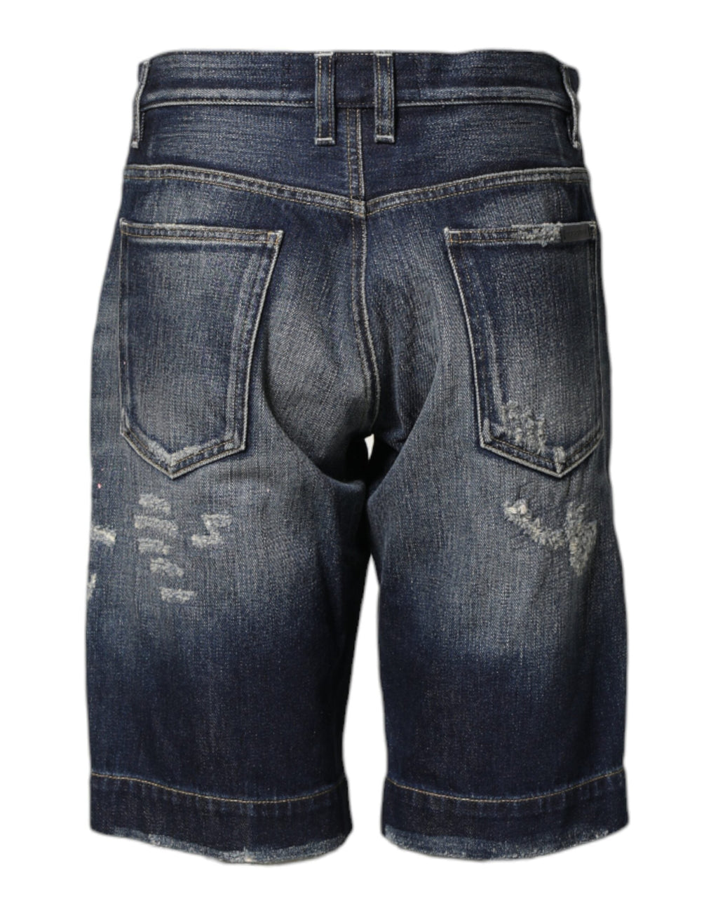 Dolce & Gabbana Blue Cotton Distressed Denim Bermuda Shorts Dolce & Gabbana