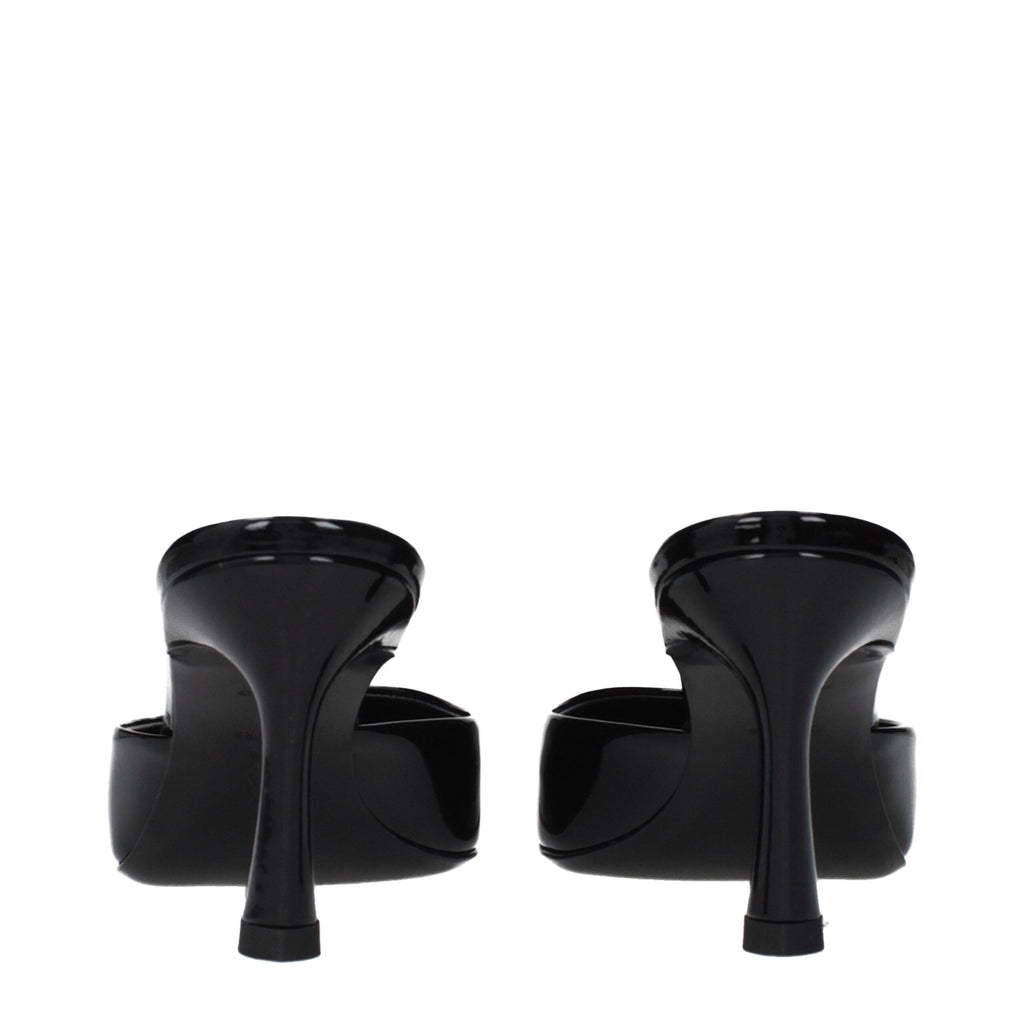 The Attico Black Leather Flat Sandals