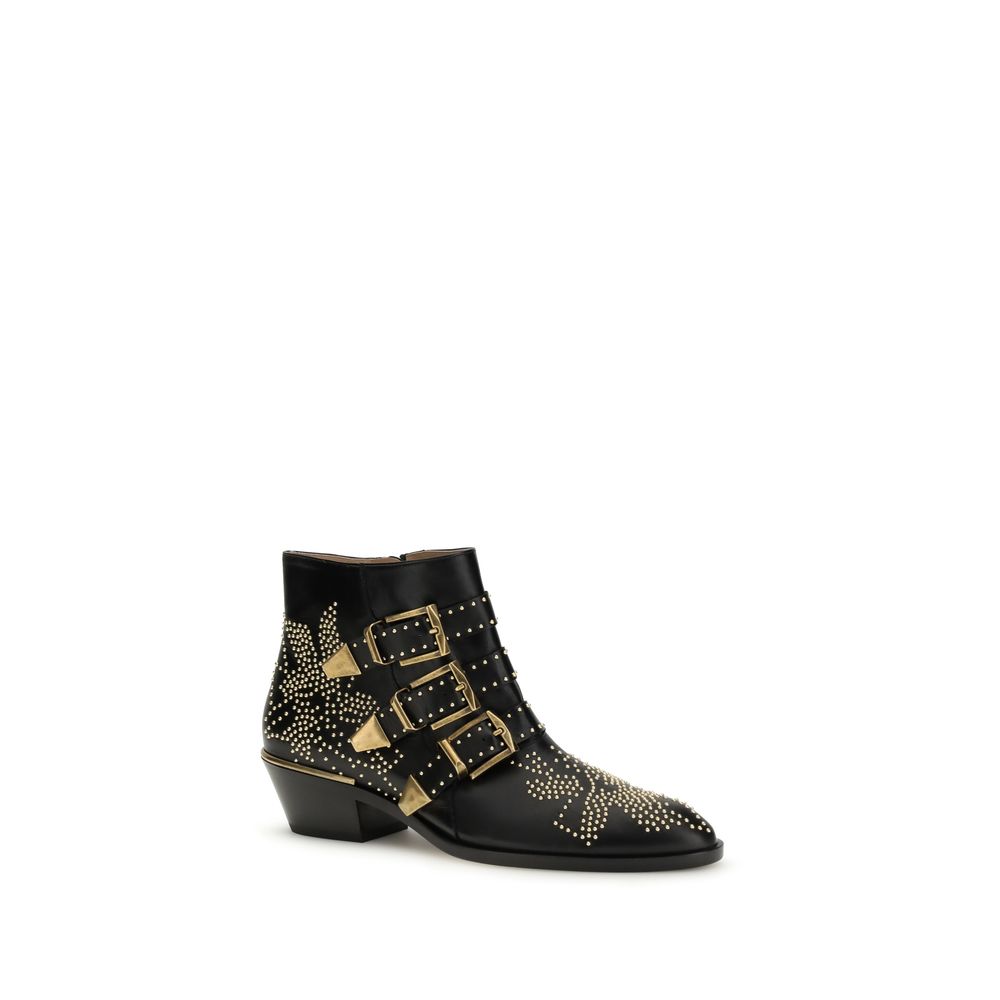 Chloé Black Calf Leather Bos Taurus Ankle Boots