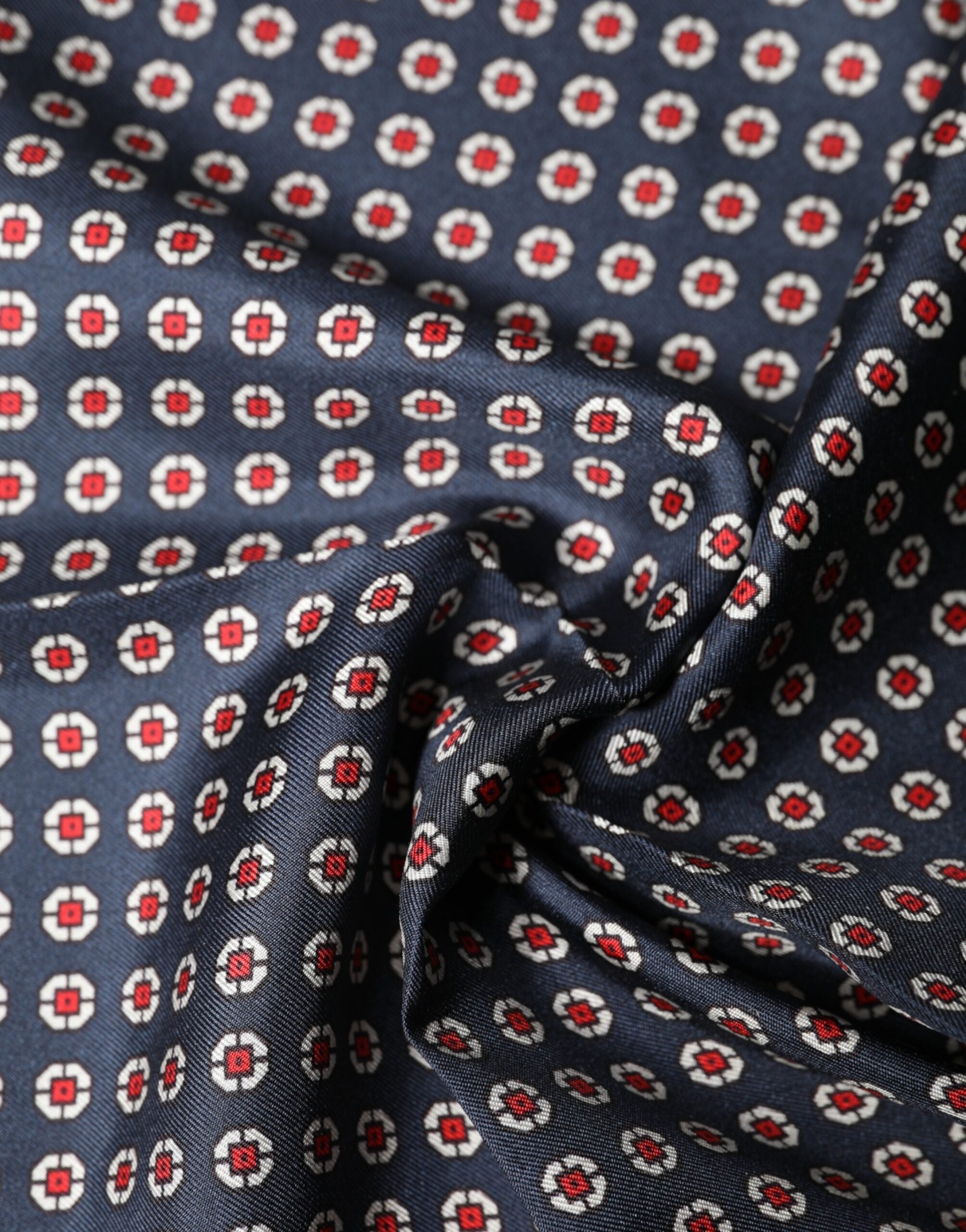 Dolce & Gabbana Blue Patterned Silk Square Handkerchief Scarf