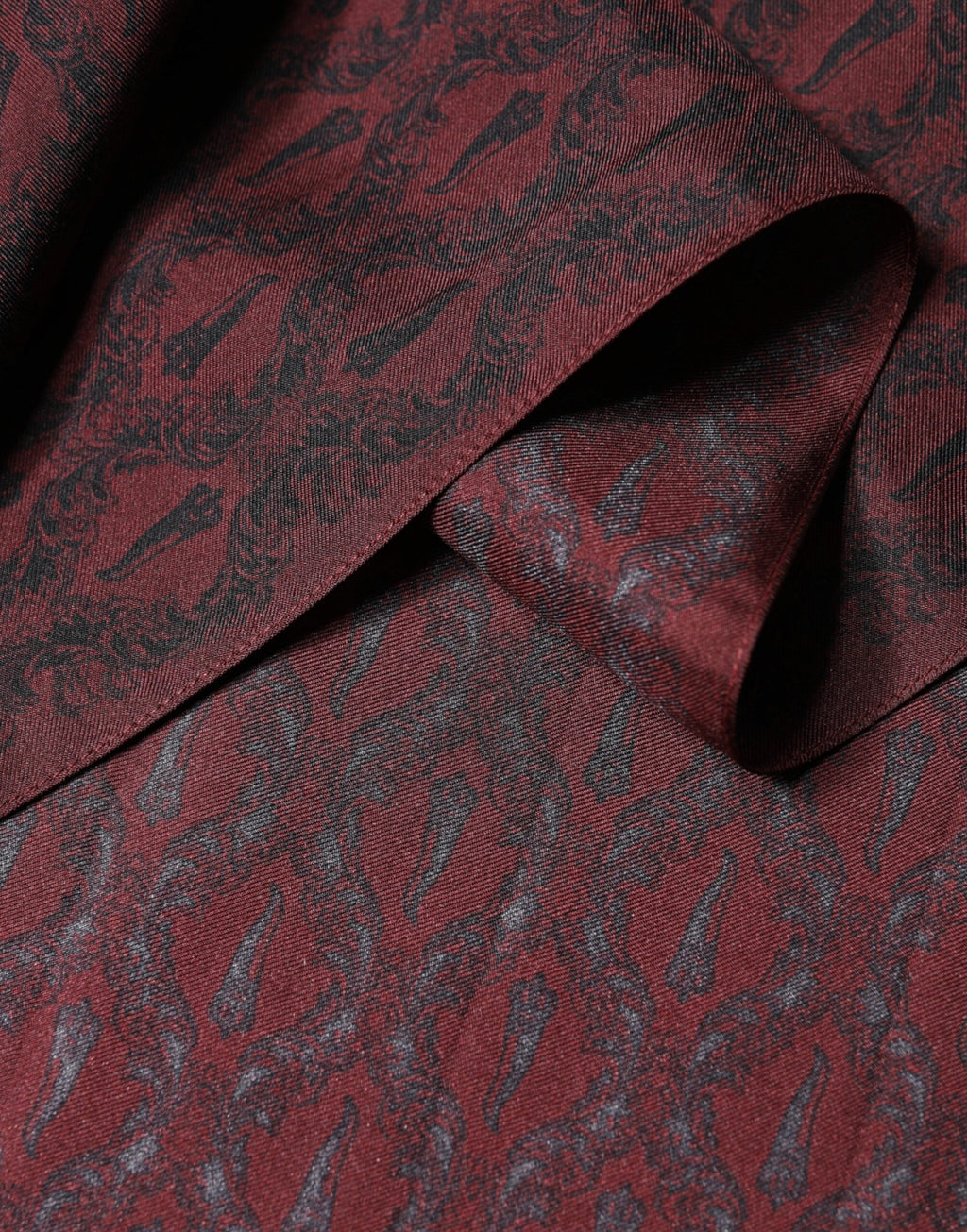 Dolce & Gabbana Maroon Patterned Silk Wrap Foulard Men 133cm x 22cm Scarf