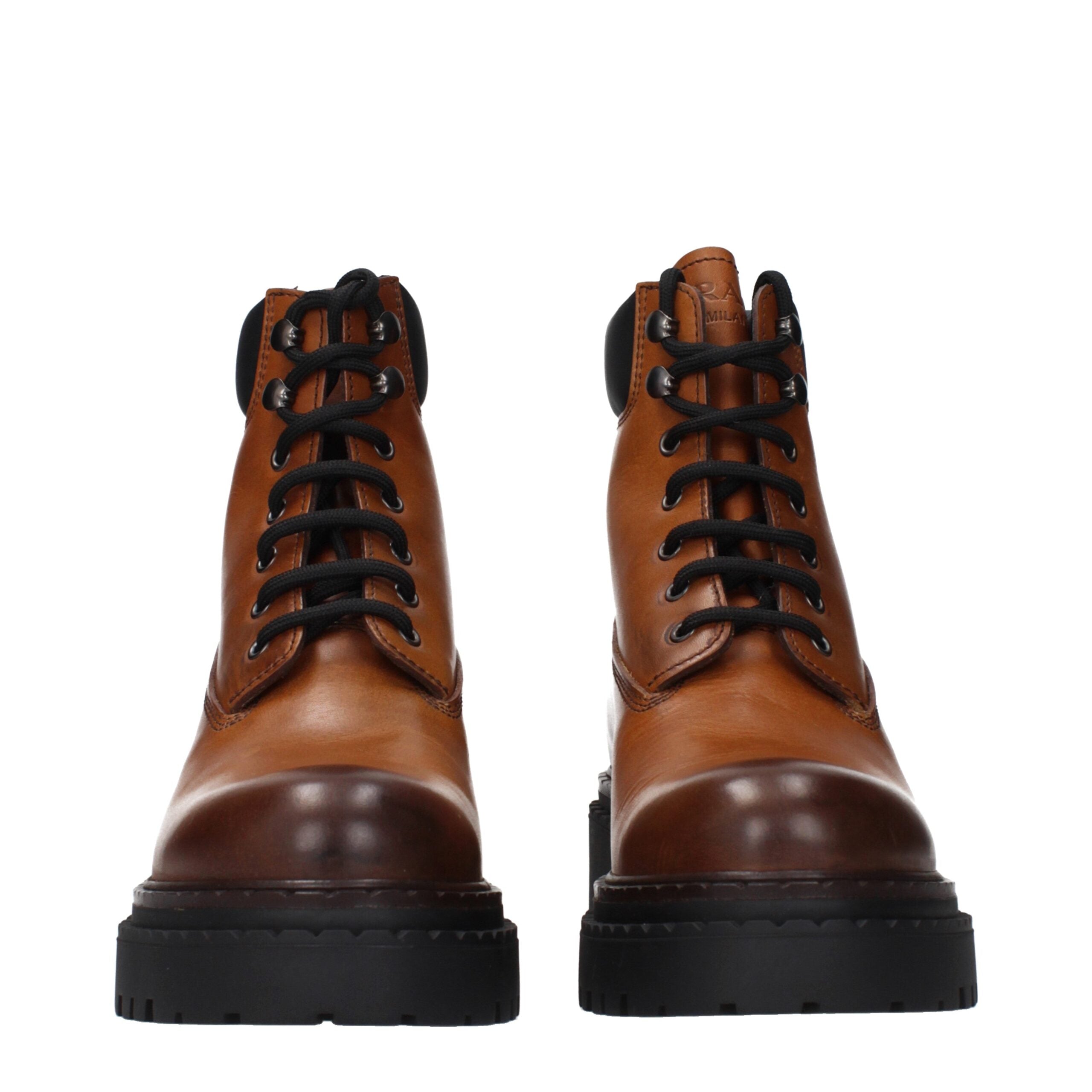 Prada Brown Leather Ankle Boots