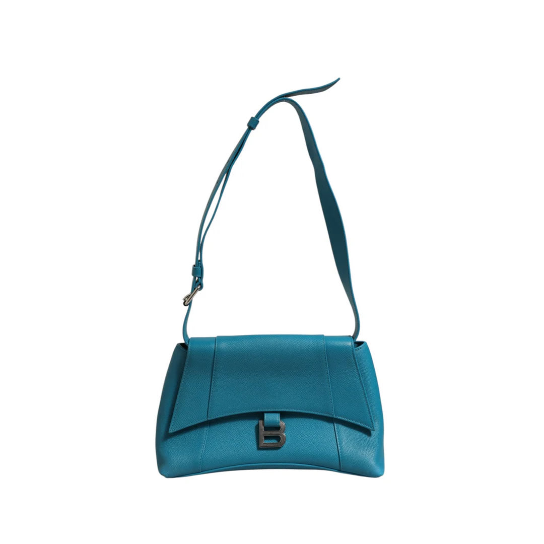 Balenciaga Calfskin S Downtown Blue Shoulder Bag