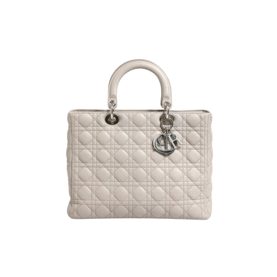 Christian Dior Lady Dior Large Grey Cannage Lambskin Bag