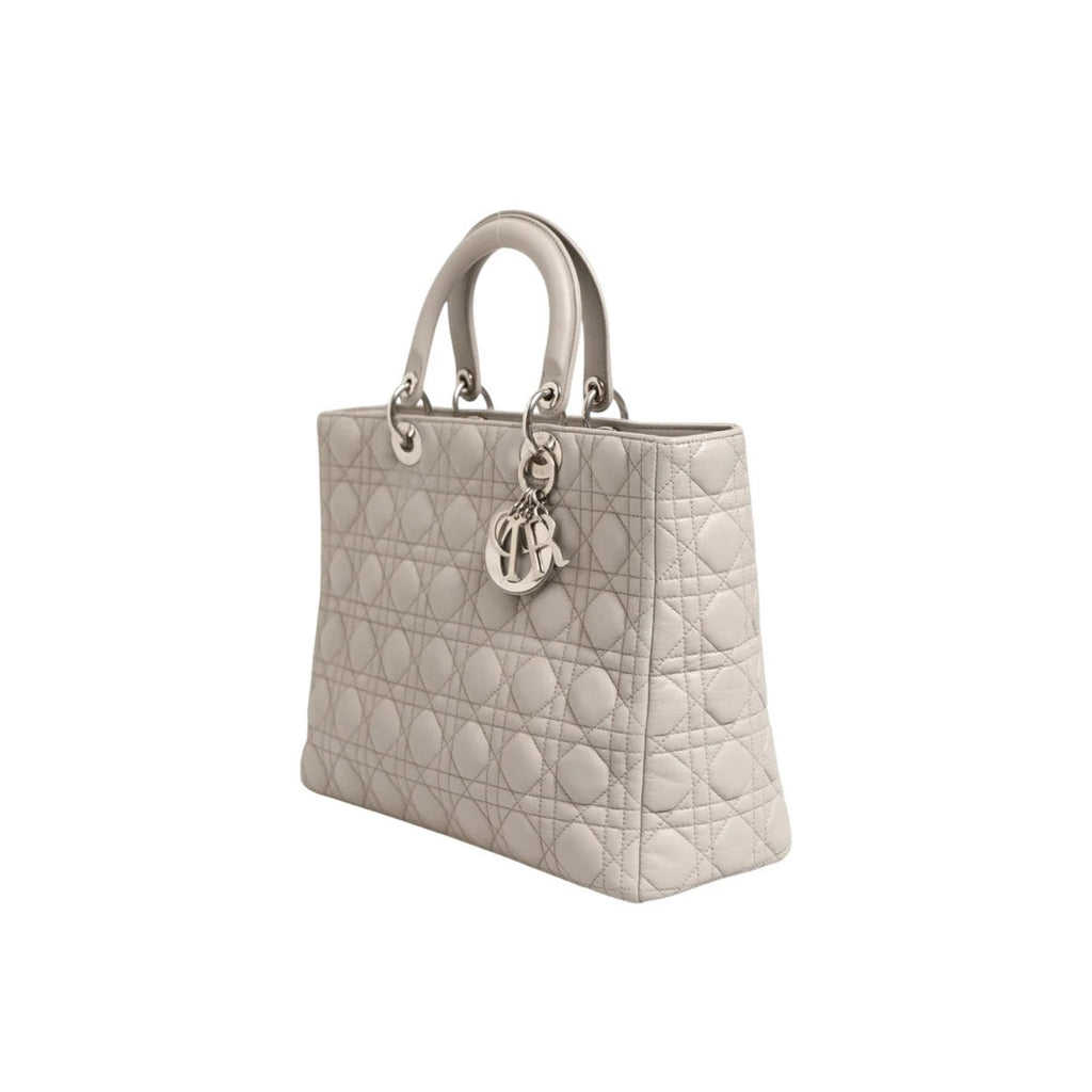 Christian Dior Lady Dior Large Grey Cannage Lambskin Bag