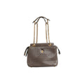 Fendi Brown Quilted Lambskin Leather Dotcom Click Small Shoulder Bag