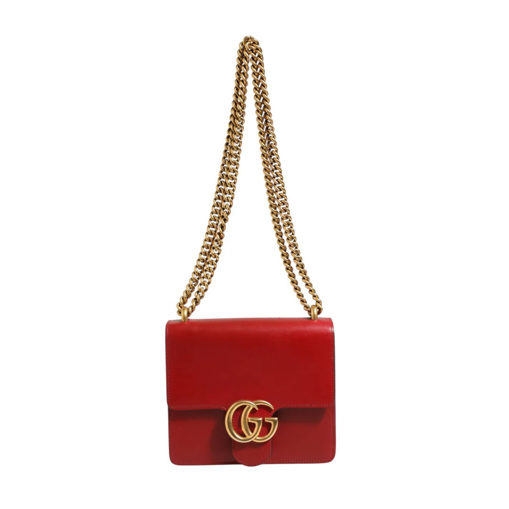 Gucci Marmont small shoulder bag in Rosso Ancora red leather