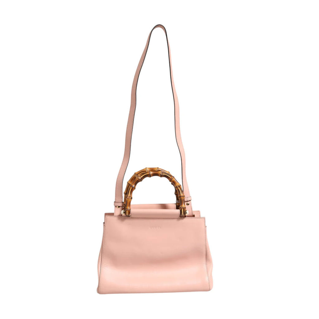 Gucci Pink And White Calfskin Small Nymphaea Top Handle Bag
