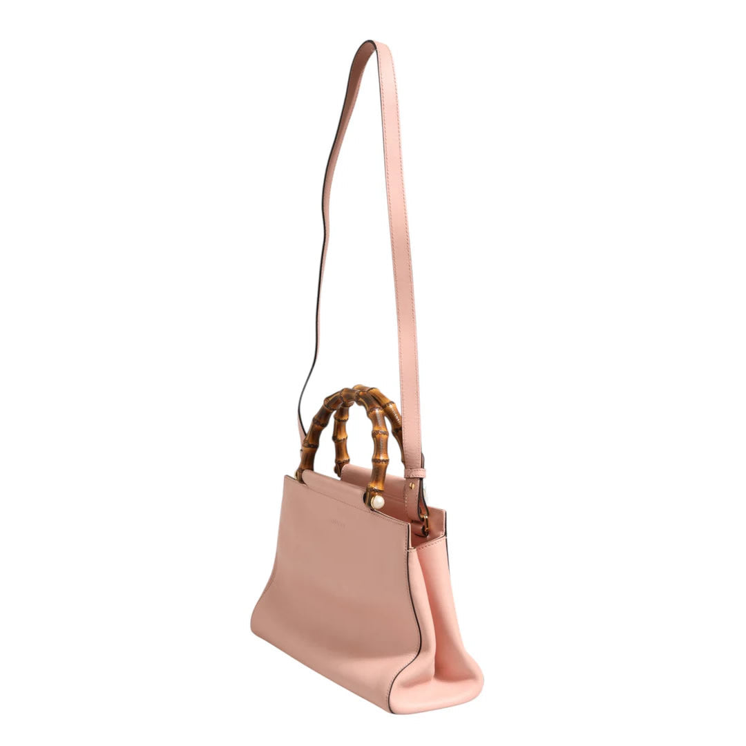 Gucci Pink And White Calfskin Small Nymphaea Top Handle Bag