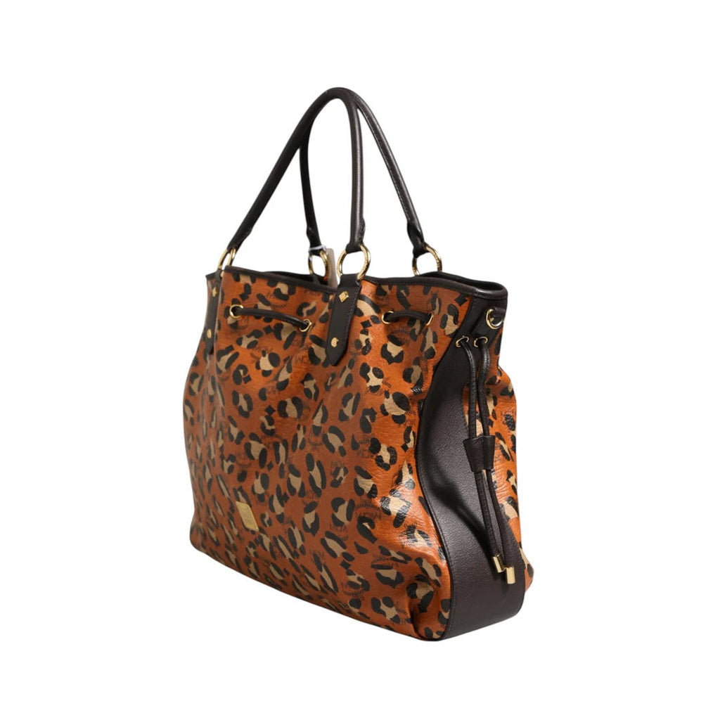 MCM Visetos Leopard Aren Medium Shopper Tote