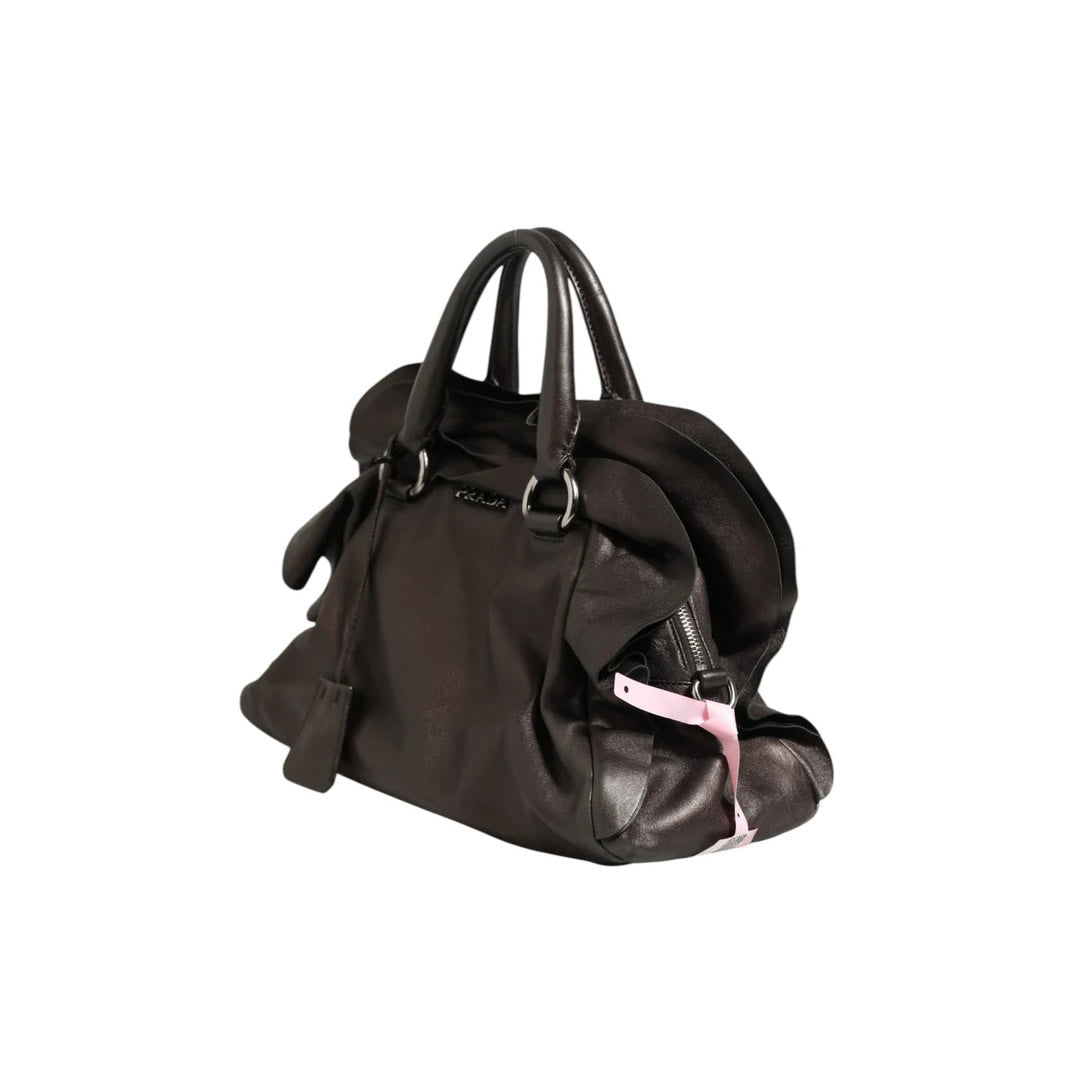 Prada Metallic Nappa Leather Ruffle Shoulder Bag